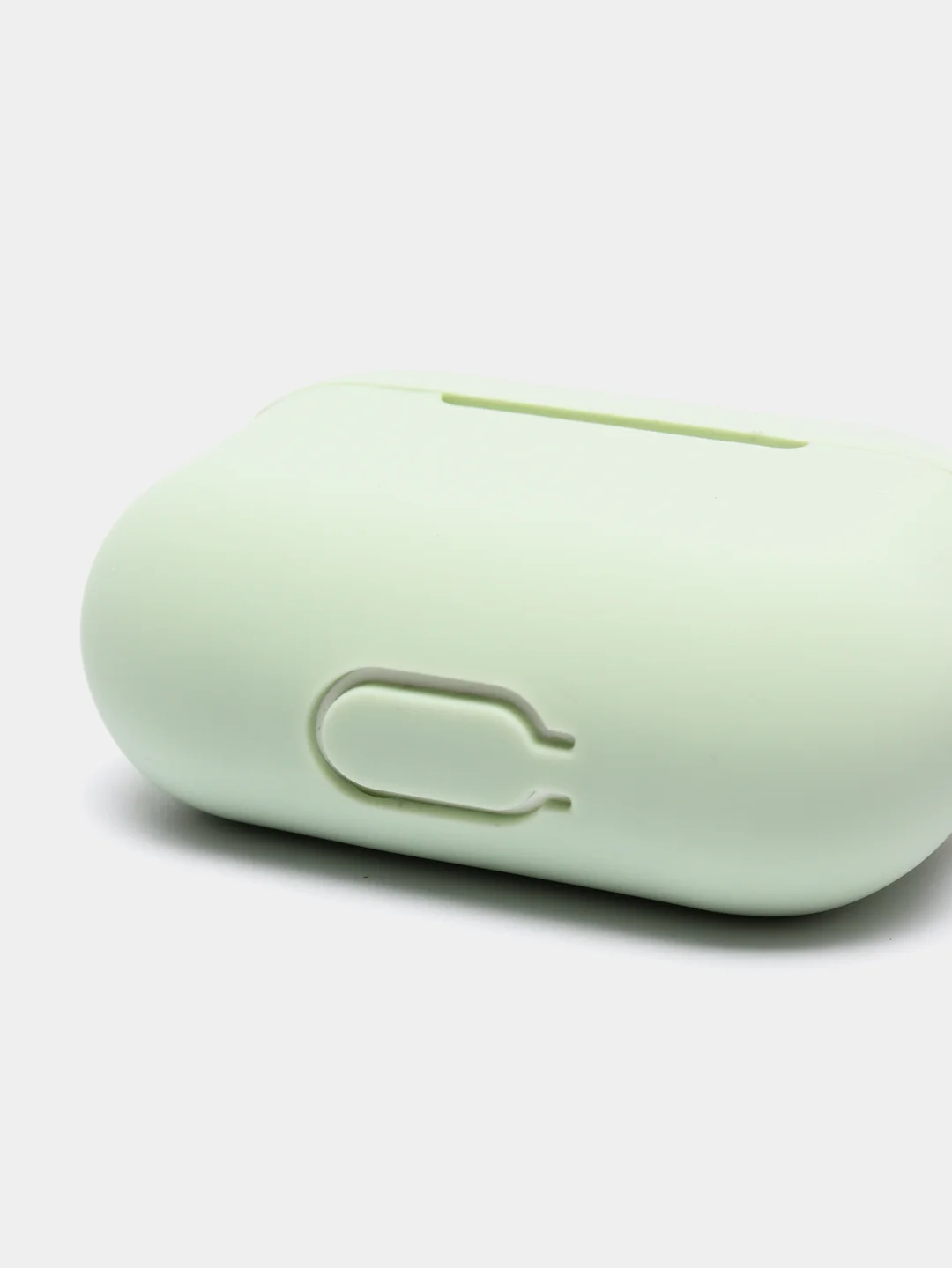 Мятный силиконовый чехол для наушников Airpods (Аирподс) 1, 2, 3, Pro, с карабином-держателем