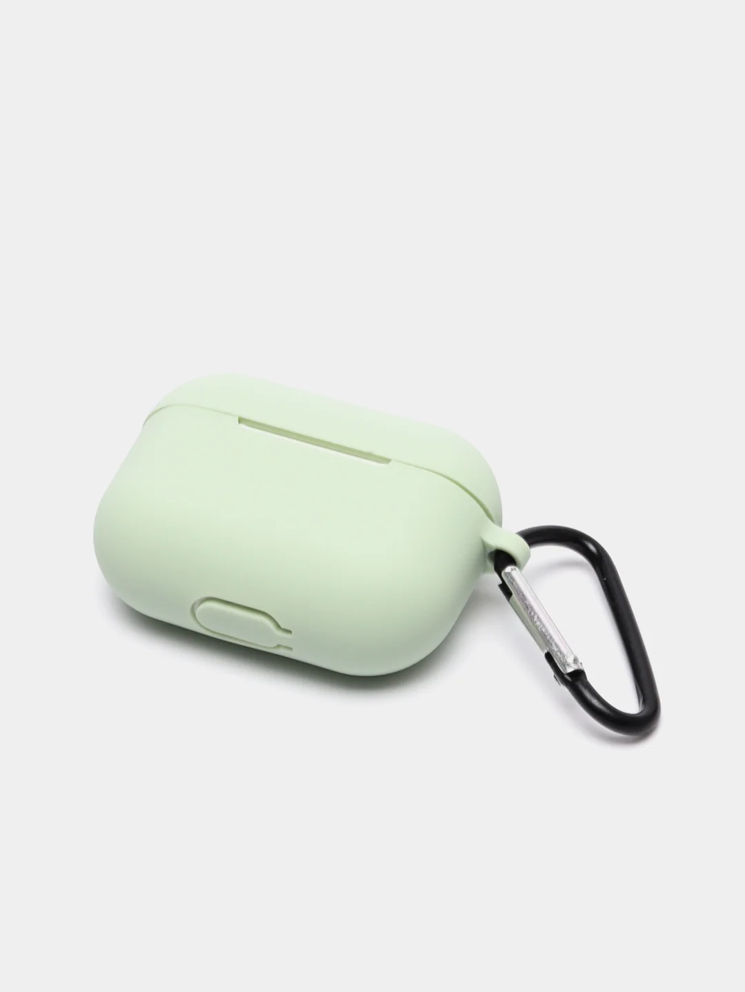 Мятный силиконовый чехол для наушников Airpods (Аирподс) 1, 2, 3, Pro, с карабином-держателем
