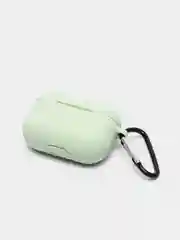 Мятный силиконовый чехол для наушников Airpods (Аирподс) 1, 2, 3, Pro, с карабином-держателем