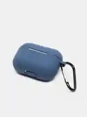 Темно-синий силиконовый чехол для наушников Airpods (Аирподс) 1, 2, 3, Pro, с карабином-держателем
