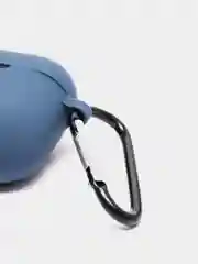 Темно-синий силиконовый чехол для наушников Airpods (Аирподс) 1, 2, 3, Pro, с карабином-держателем