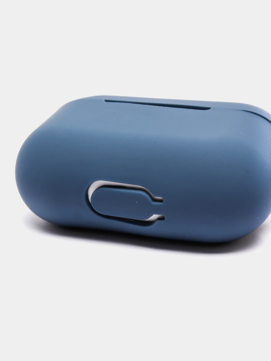 Темно-синий силиконовый чехол для наушников Airpods (Аирподс) 1, 2, 3, Pro, с карабином-держателем
