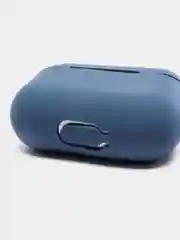 Темно-синий силиконовый чехол для наушников Airpods (Аирподс) 1, 2, 3, Pro, с карабином-держателем