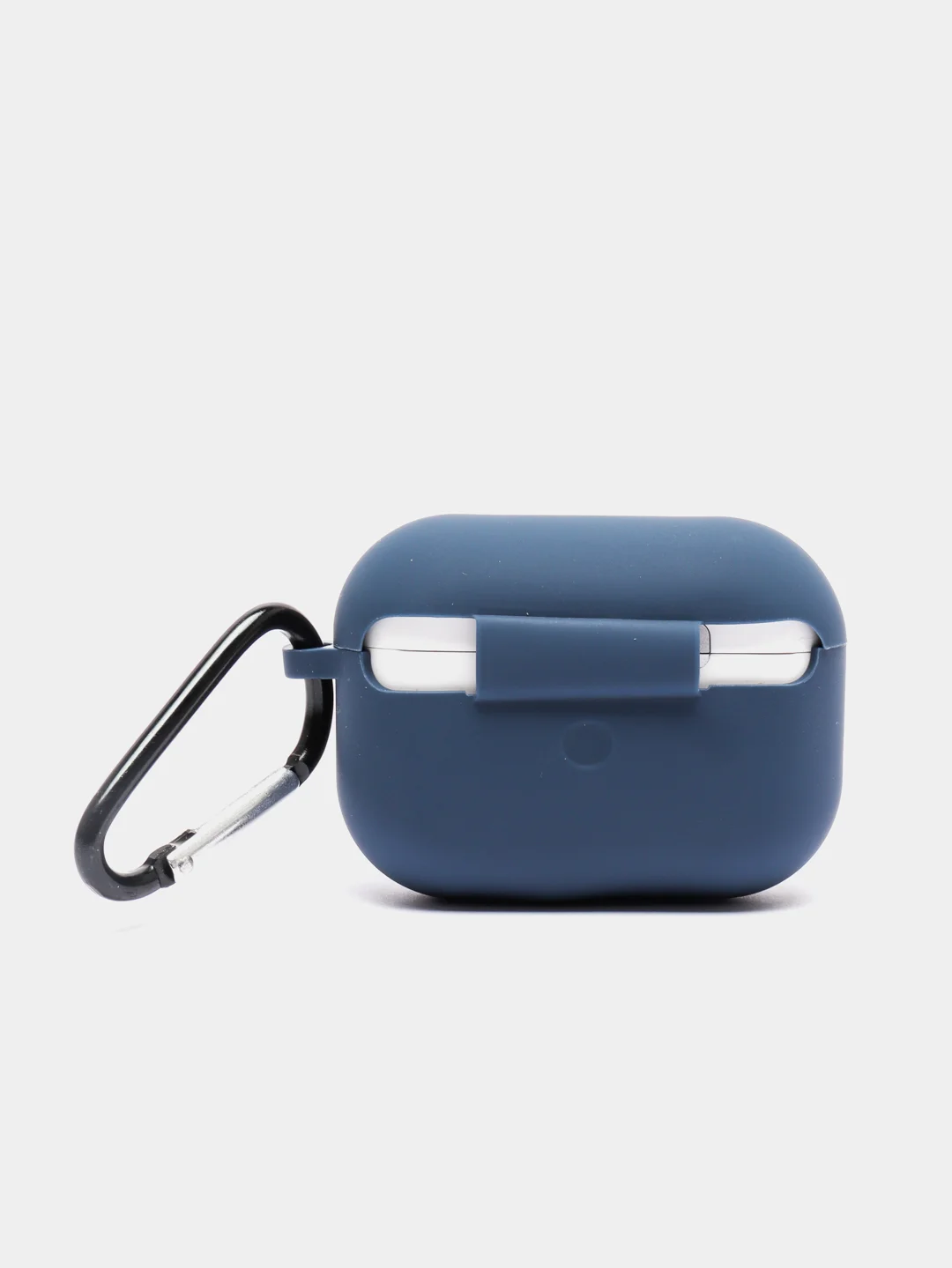 Темно-синий силиконовый чехол для наушников Airpods (Аирподс) 1, 2, 3, Pro, с карабином-держателем
