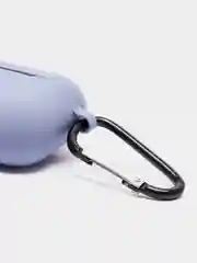 Синий меланж силиконовый чехол для наушников Airpods (Аирподс) 1, 2, 3, Pro, с карабином-держателем