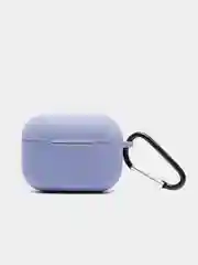 Синий меланж силиконовый чехол для наушников Airpods (Аирподс) 1, 2, 3, Pro, с карабином-держателем