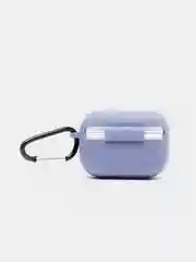 Синий меланж силиконовый чехол для наушников Airpods (Аирподс) 1, 2, 3, Pro, с карабином-держателем