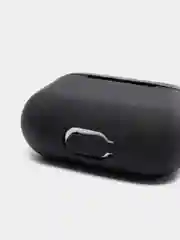 Черный силиконовый чехол для наушников Airpods (Аирподс) 1, 2, 3, Pro, с карабином-держателем