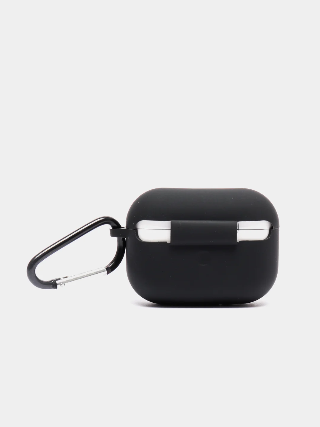 Черный силиконовый чехол для наушников Airpods (Аирподс) 1, 2, 3, Pro, с карабином-держателем