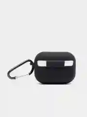 Черный силиконовый чехол для наушников Airpods (Аирподс) 1, 2, 3, Pro, с карабином-держателем