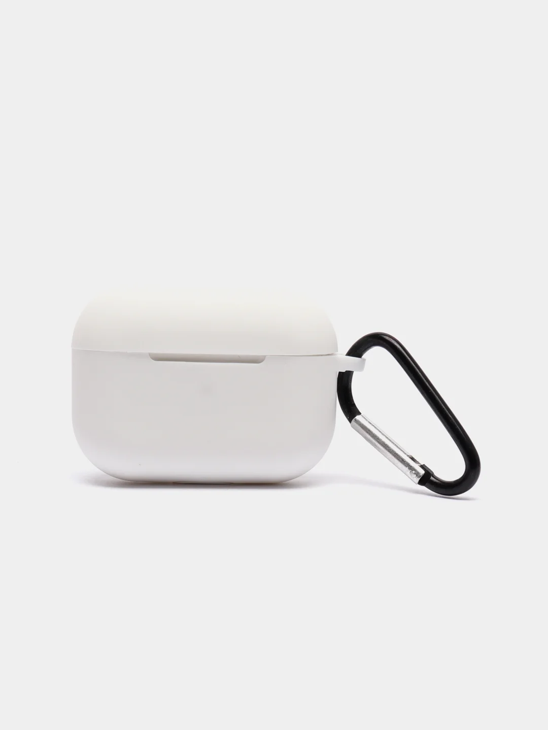 Белый силиконовый чехол для наушников Airpods (Аирподс) 1, 2, 3, Pro, с карабином-держателем