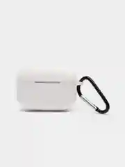 Белый силиконовый чехол для наушников Airpods (Аирподс) 1, 2, 3, Pro, с карабином-держателем