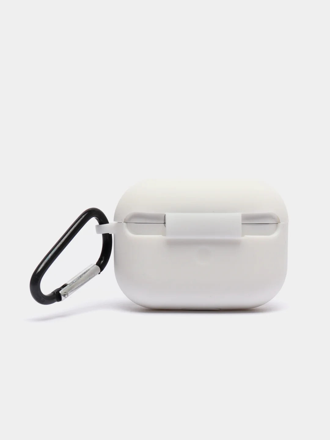 Белый силиконовый чехол для наушников Airpods (Аирподс) 1, 2, 3, Pro, с карабином-держателем