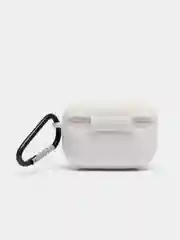 Белый силиконовый чехол для наушников Airpods (Аирподс) 1, 2, 3, Pro, с карабином-держателем