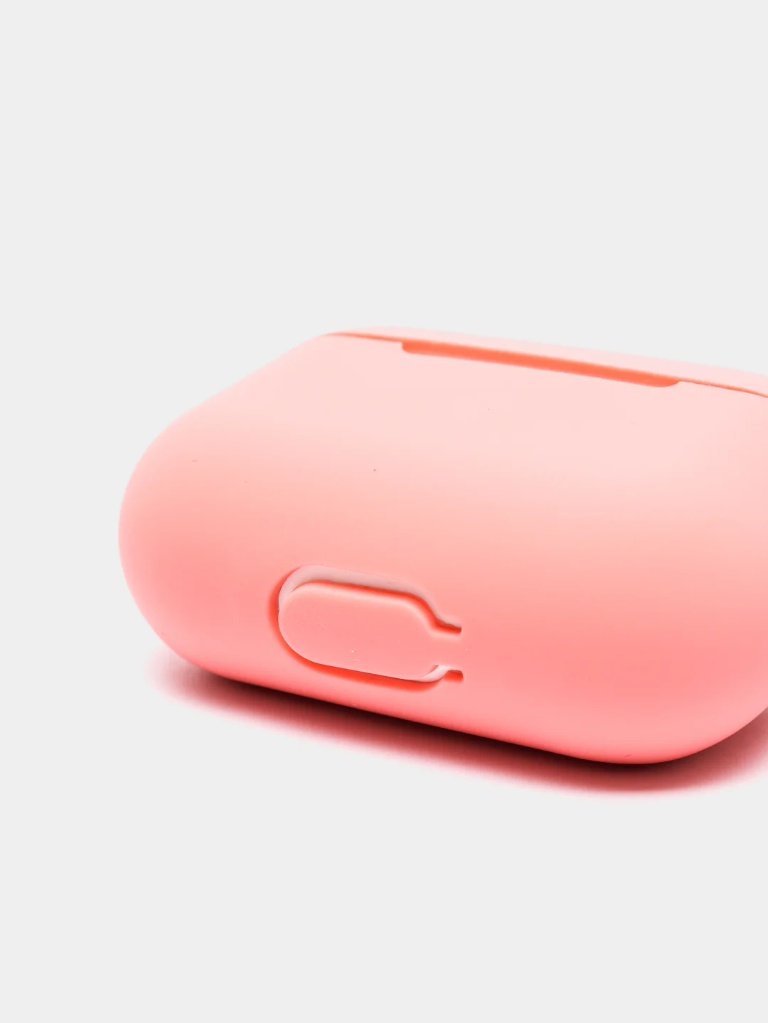Розовый силиконовый чехол для наушников Airpods (Аирподс) 1, 2, 3, Pro, с карабином-держателем