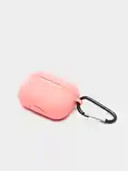 Розовый силиконовый чехол для наушников Airpods (Аирподс) 1, 2, 3, Pro, с карабином-держателем