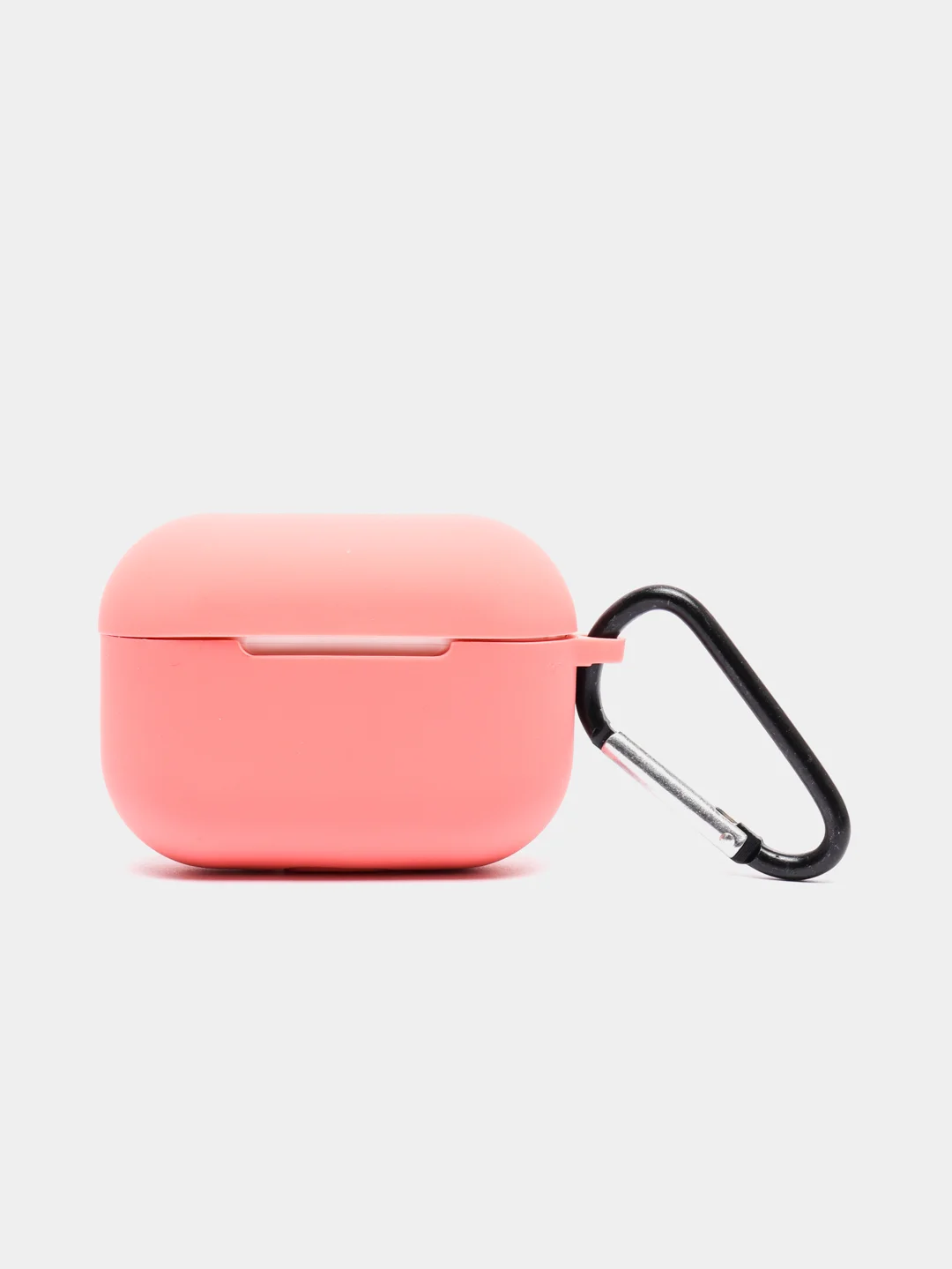 Розовый силиконовый чехол для наушников Airpods (Аирподс) 1, 2, 3, Pro, с карабином-держателем