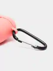 Розовый силиконовый чехол для наушников Airpods (Аирподс) 1, 2, 3, Pro, с карабином-держателем
