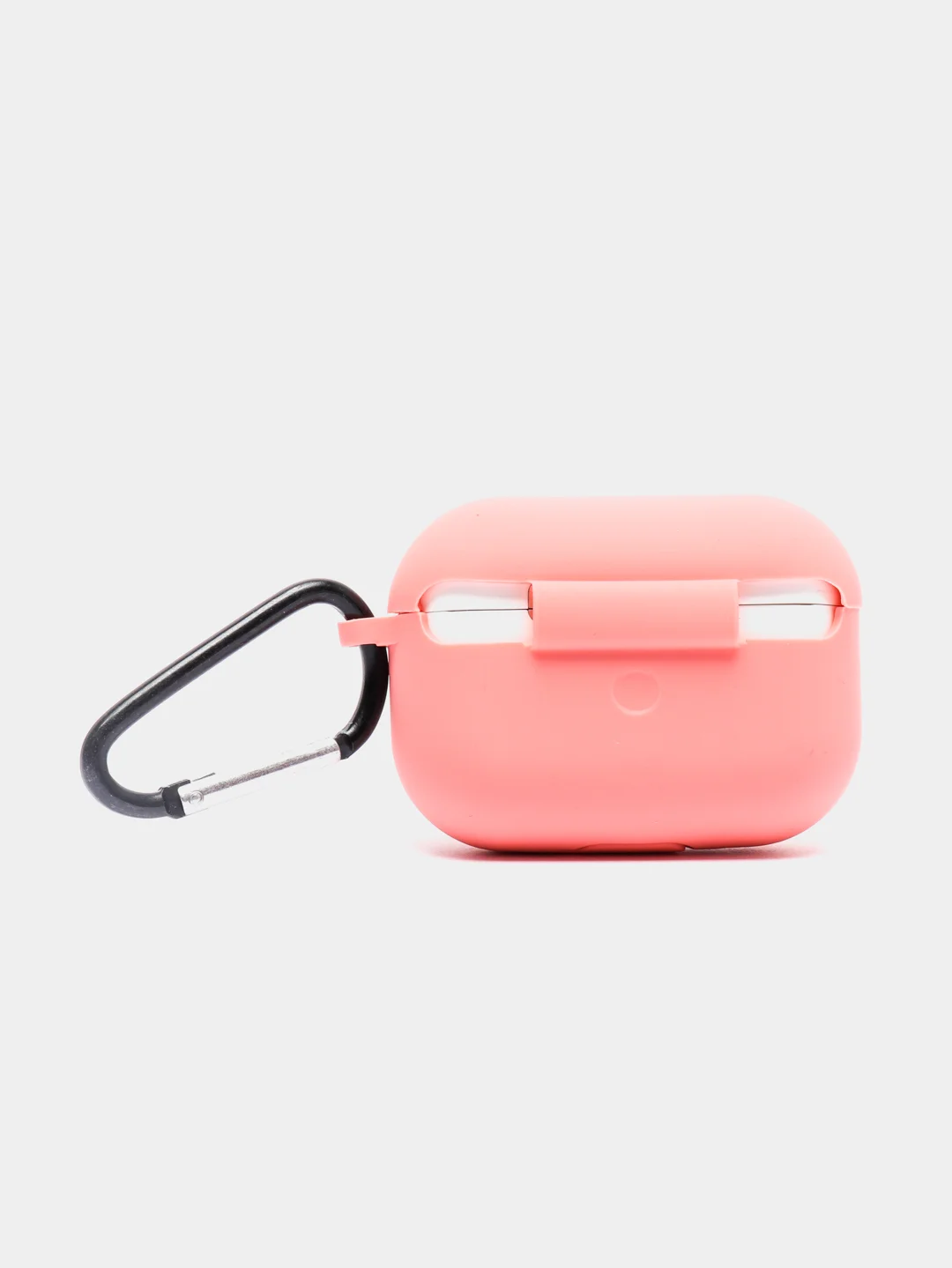 Розовый силиконовый чехол для наушников Airpods (Аирподс) 1, 2, 3, Pro, с карабином-держателем