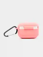 Розовый силиконовый чехол для наушников Airpods (Аирподс) 1, 2, 3, Pro, с карабином-держателем