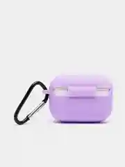 Лавандовый силиконовый чехол для наушников Airpods (Аирподс) 1, 2, 3, Pro, с карабином-держателем