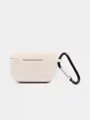 Бежевый силиконовый чехол для наушников Airpods (Аирподс) 1, 2, 3, Pro, с карабином-держателем