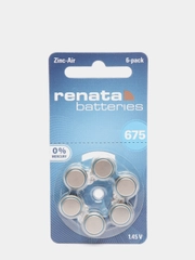 Батарейки для слуховых аппаратов Renata ZA675 (675, PR44, DA675, V675A) 6 штук