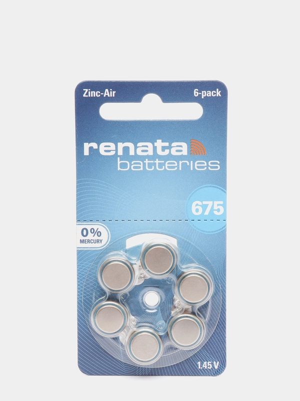 Батарейки для слуховых аппаратов Renata ZA675 (675, PR44, DA675, V675A) 6 штук