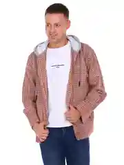 Рубашка мужская BY F.R.C, в клетку, с капюшоном