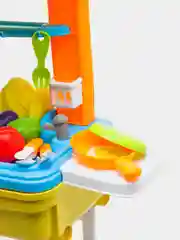 Детская кухня со светом и звуком, с посудой и продуктами, в чемодане