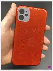Красный чехол силиконовый с блестками для Apple iPhone 11/12 Противоударный чехол