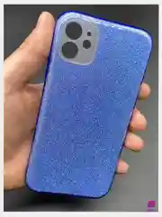 Синий чехол силиконовый с блестками для Apple iPhone 11/12 Противоударный чехол