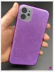 Фиолетовый чехол силиконовый с блестками для Apple iPhone 11/12 Противоударный чехол