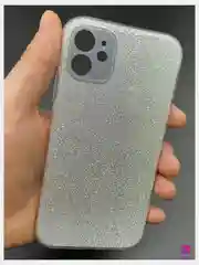 Серебряный чехол силиконовый с блестками для Apple iPhone 11/12 Противоударный чехол