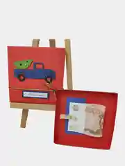 Бордовый новогодняя коробка для денег/ подарочных карт , 12,5*12,5*1см