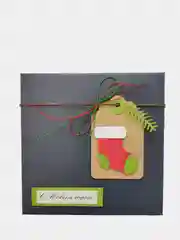 Темно-синий новогодняя коробка для денег/ подарочных карт , 12,5*12,5*1см