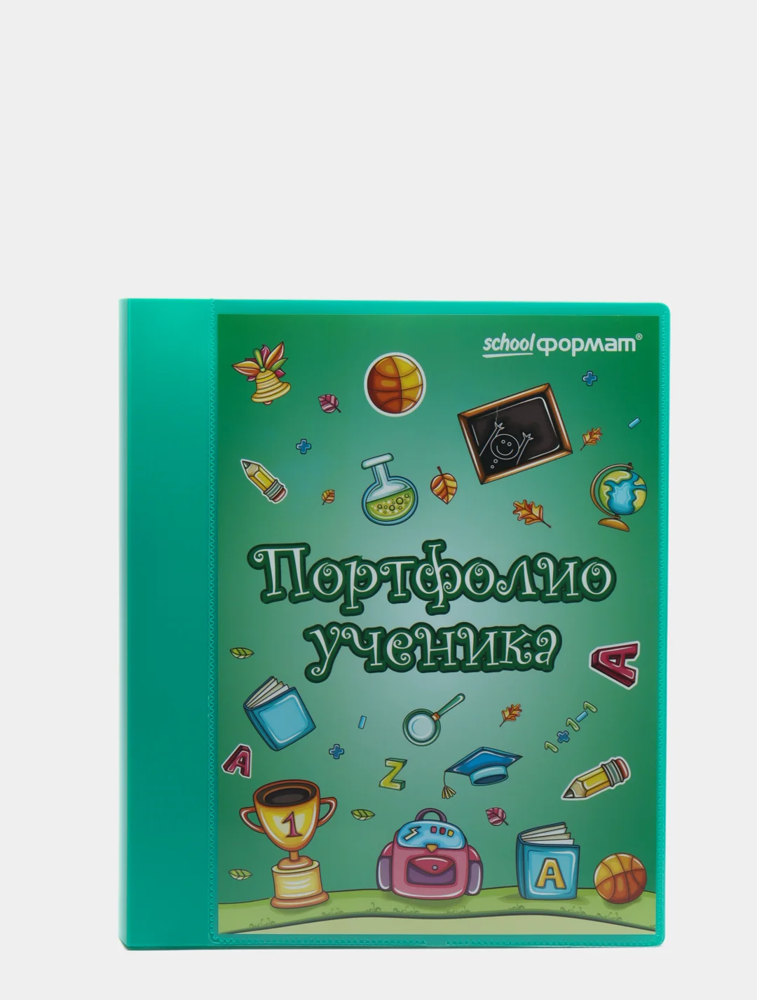 Зеленый папка-портфолио ученика А4 / Листы-вкладыши 30 листов
