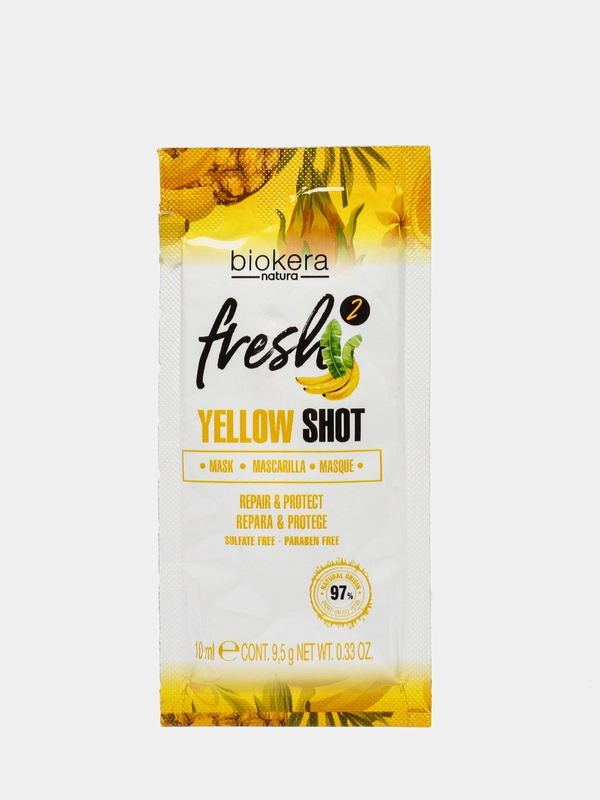 Восстанавливающая маска с бананом Salerm Biokera Fresh Yellow Shot Mask 10 мл саше