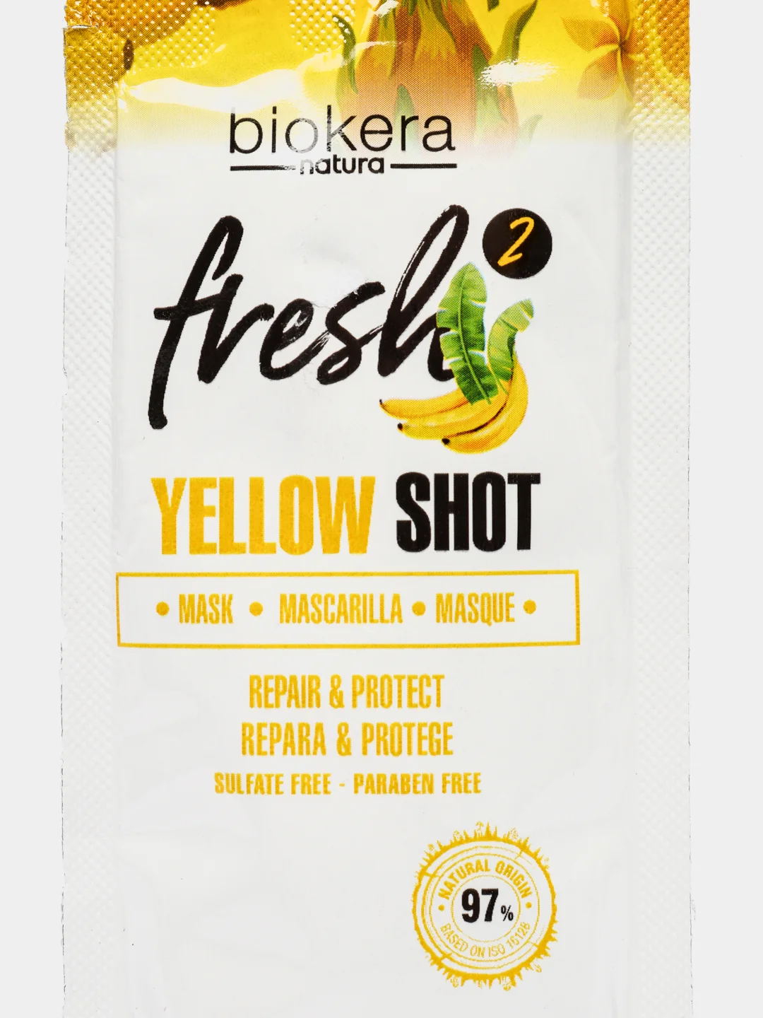 Восстанавливающая маска с бананом Salerm Biokera Fresh Yellow Shot Mask 10 мл саше