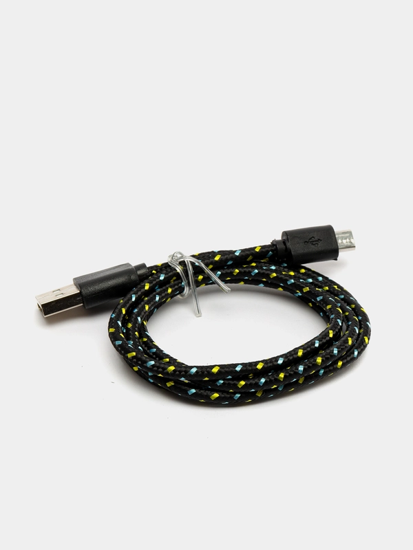 USB 2.0 - micro USB кабель для зарядки смартфона, тканевая оплетка кабеля, 1м