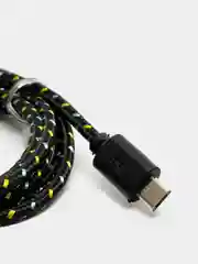 Черный usb 2.0 - micro USB кабель для зарядки смартфона, тканевая оплетка кабеля, 1м