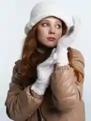 Перчатки женские тёплые пуховые ажурные