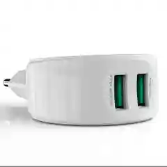 Белый сетевое зарядное устройство LDNIO A2269, 2 USB + кабель Lightning/MicroUSB