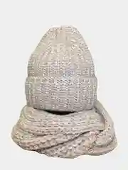 Коричневый шапка со снудом/ Шапка зимняя/ Комплект зимний/ Шапка женская