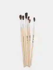 Набор кистей, белка круглые, 6 шт.: №1, 2, 3, 4, 5, 6, с деревянными ручками, на блистере