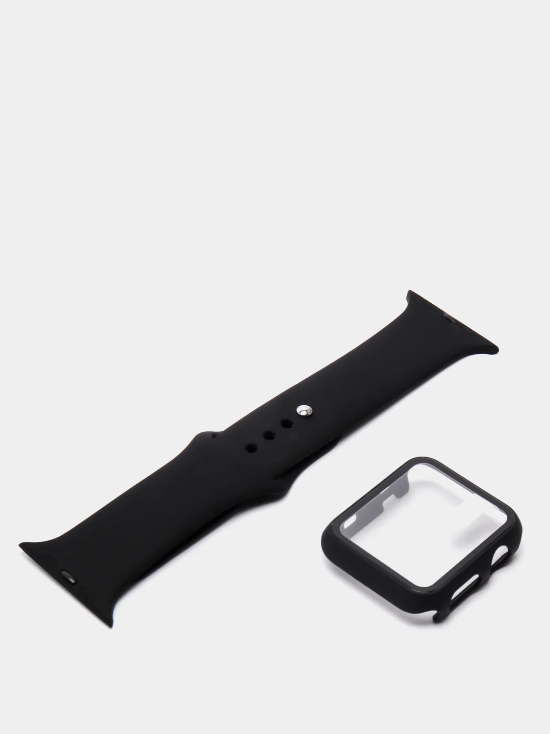 Черный силиконовый ремешок с корпусом для Apple Watch 38, 40, 42 и 44 мм