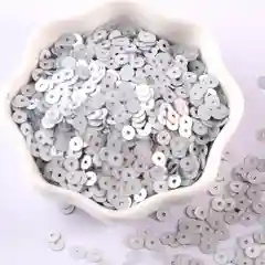 Серебряный матовые пайетки для вышивки с эффектом "металлик", 4 мм, 10 г