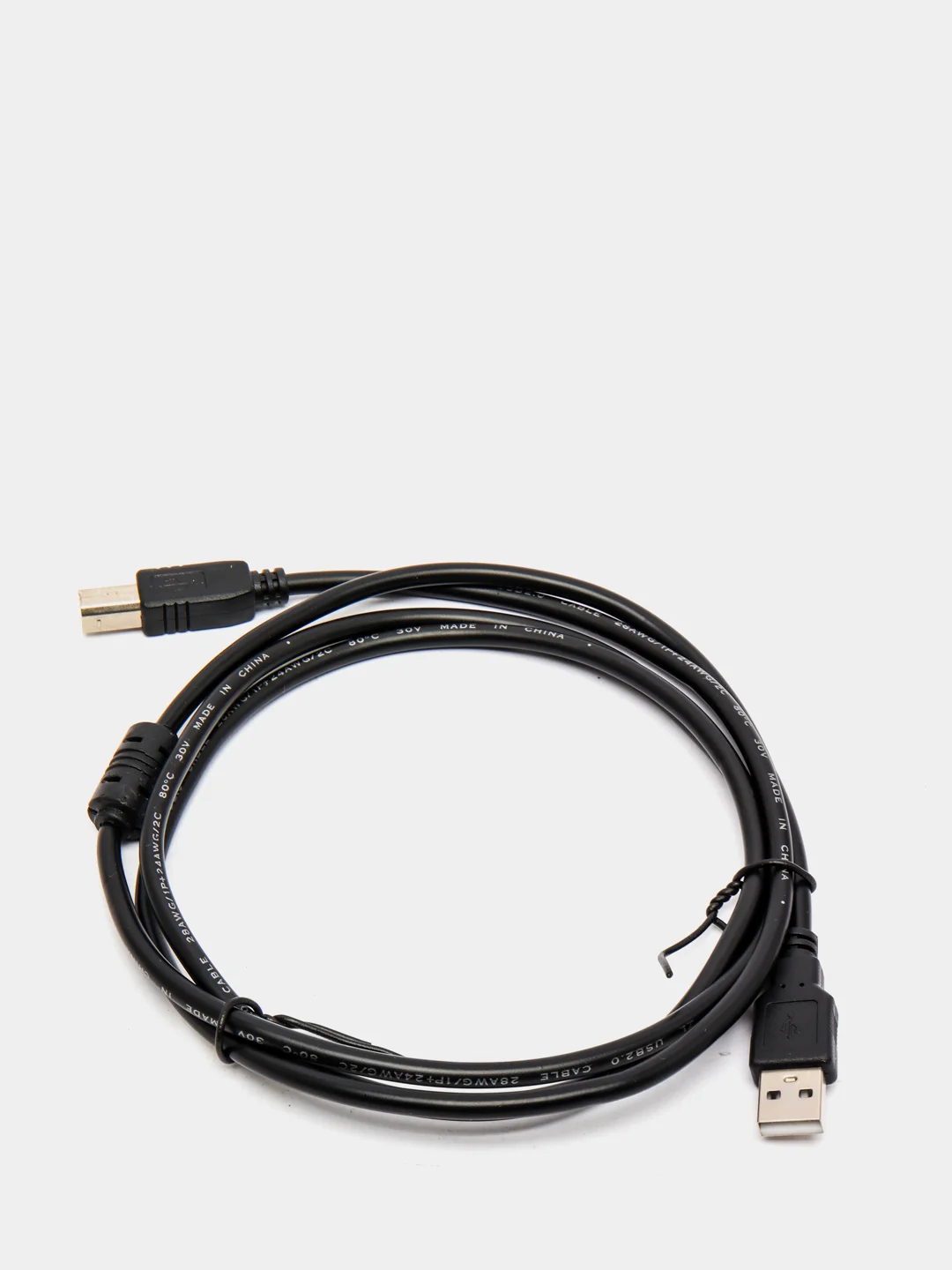 Черный кабель USB 2.0 A (AM) - USB B (BM) для подключения принтера с ферритовыми кольцами, 1,45 м