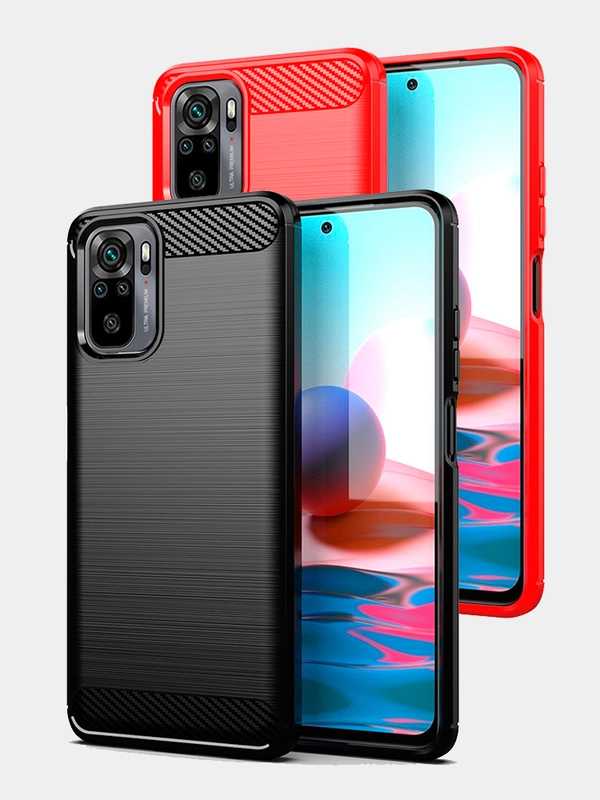 Чехол Xiaomi Redmi Note 10 / Note 10S, имитация вставок под карбон