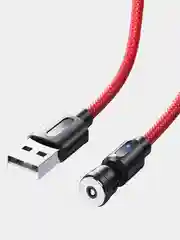 Красный кабель магнитный для зарядки телефона с вращением Lightning / micro-USB / Type-C